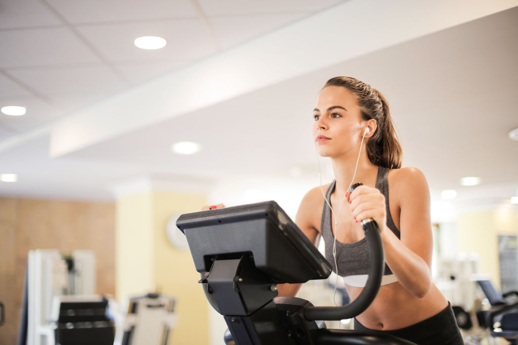 Woman doing cozy home workout